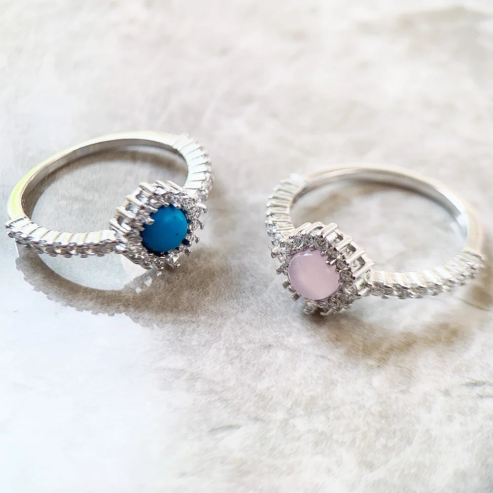 Shimmering Stone Ring 925 Sterling Silver Winter Fine Jewellery Romantic Gift