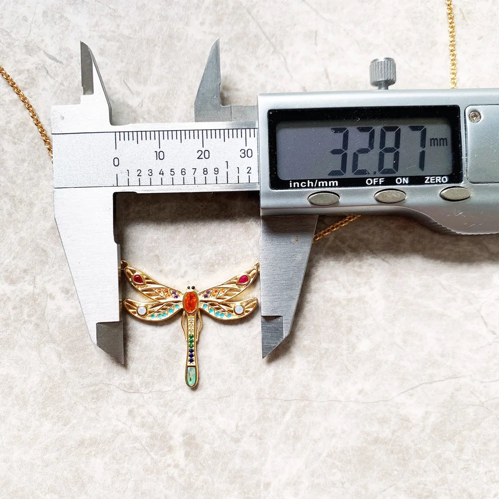 Large Dragonfly Necklace Link Chain 925 Sterling Silver Bohemia Happy Gift