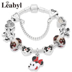Pink Crystal Bead Charm Bracelet Colourful Enamel Handmade DIY Jewellery