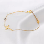 Birthstone Zirconia Thin Chain Link Cross Bracelet Stainless Steel Women's Adjustable Link Stacked Layered Chain Bracelets