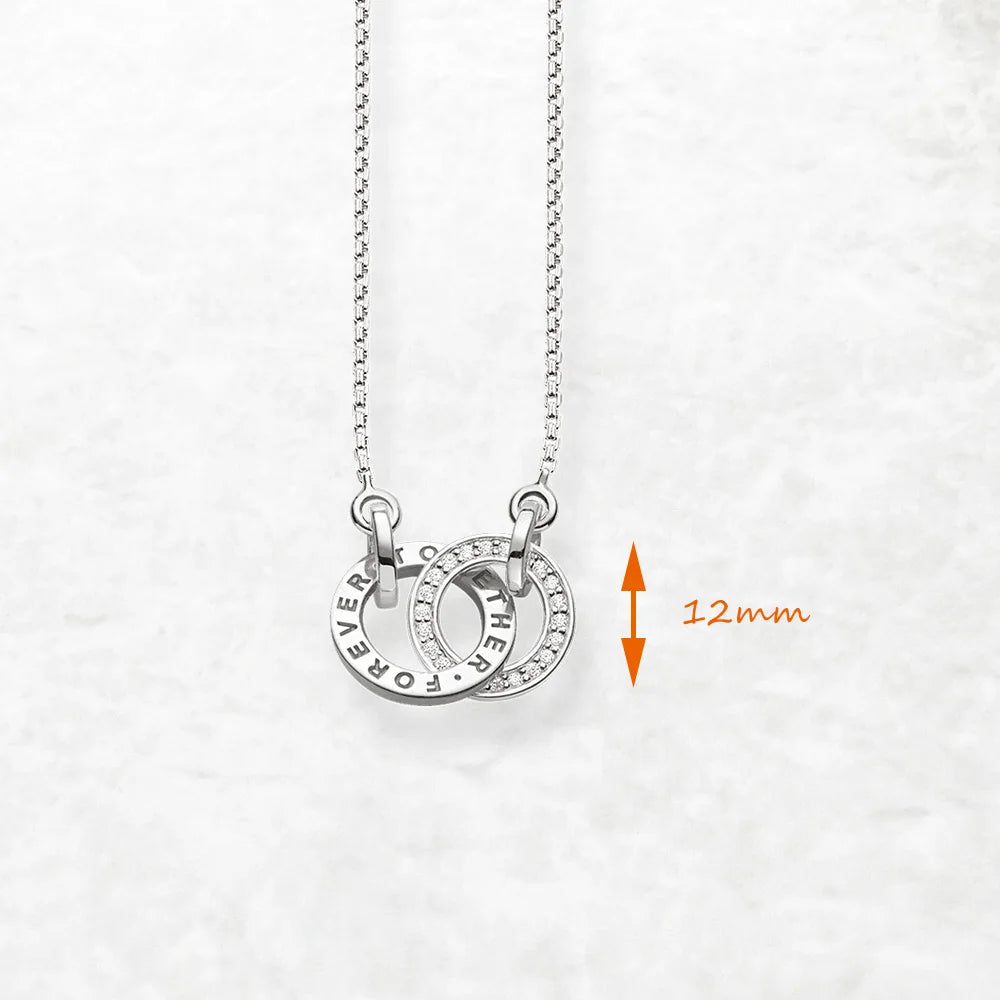 Forever Together Link Chain Necklace 925 Sterling Silver Romantic Love Gift