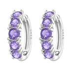 925 Sterling Silver Sparkling Blue Yellow Zircon Hoop Earrings Jewellery Gift