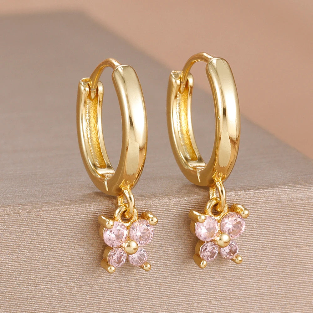 1 Pair Fashion Stainless Steel Zircon Butterfly Pendant Earrings Helix