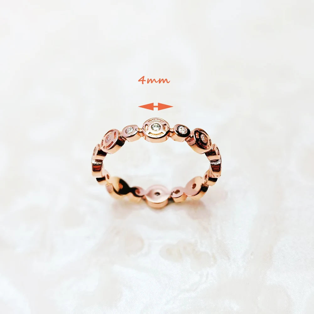 Round Circles Rose Gold Ring 925 Sterling Silver Spring Romantic Jewellery