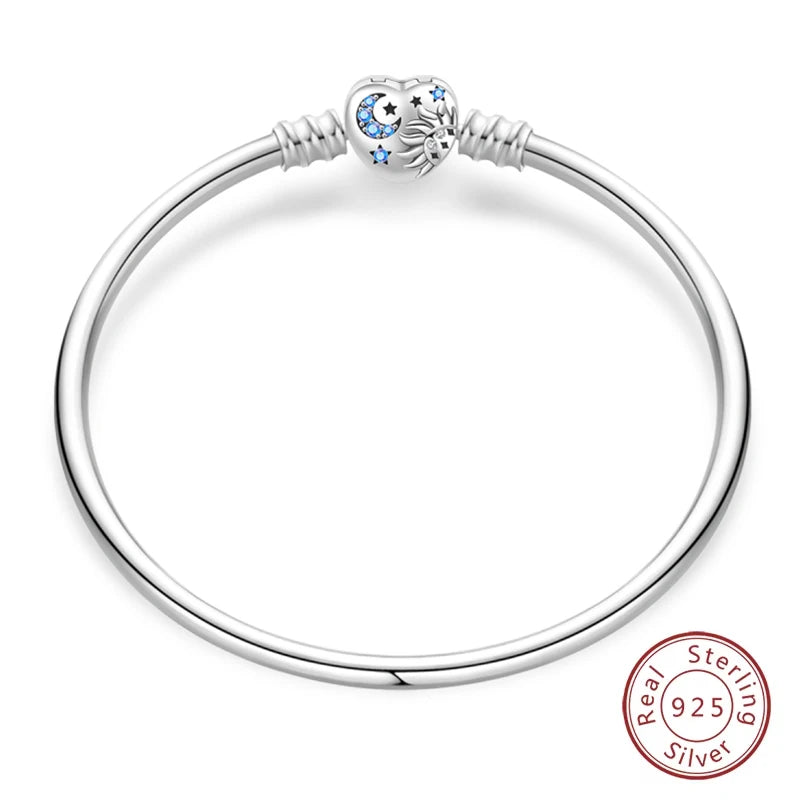 925 Sterling Silver Forever Love Peach Heart Bracelets Star Moon Airplane Earth Bracelets For Women Fit DIY Charms Party Jewelry