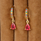 New Design Stainless Steel Small Hoop Earring Colourful Zirconia