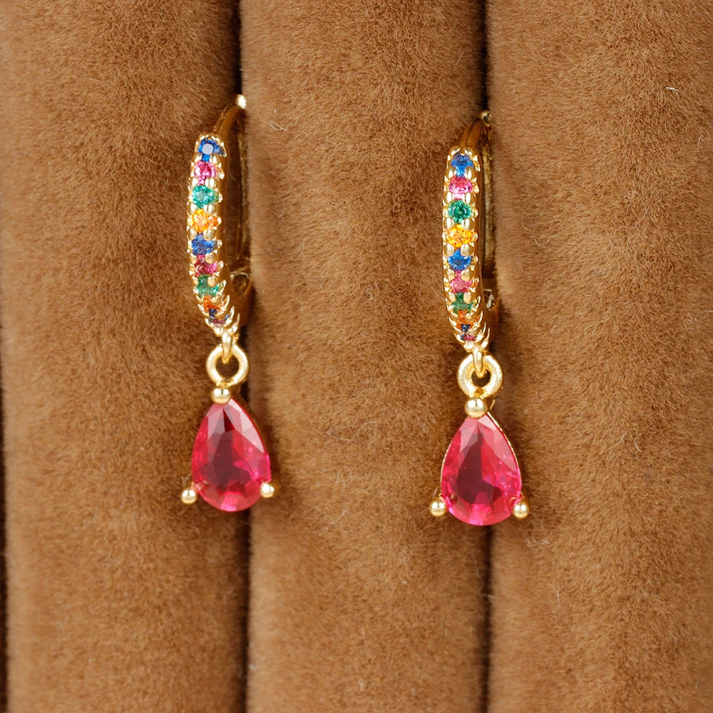 New Design Stainless Steel Small Hoop Earring Colourful Zirconia