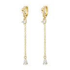 New Stainless Steel Water Drop Hoop Earrings Cubic Zirconia Flowers