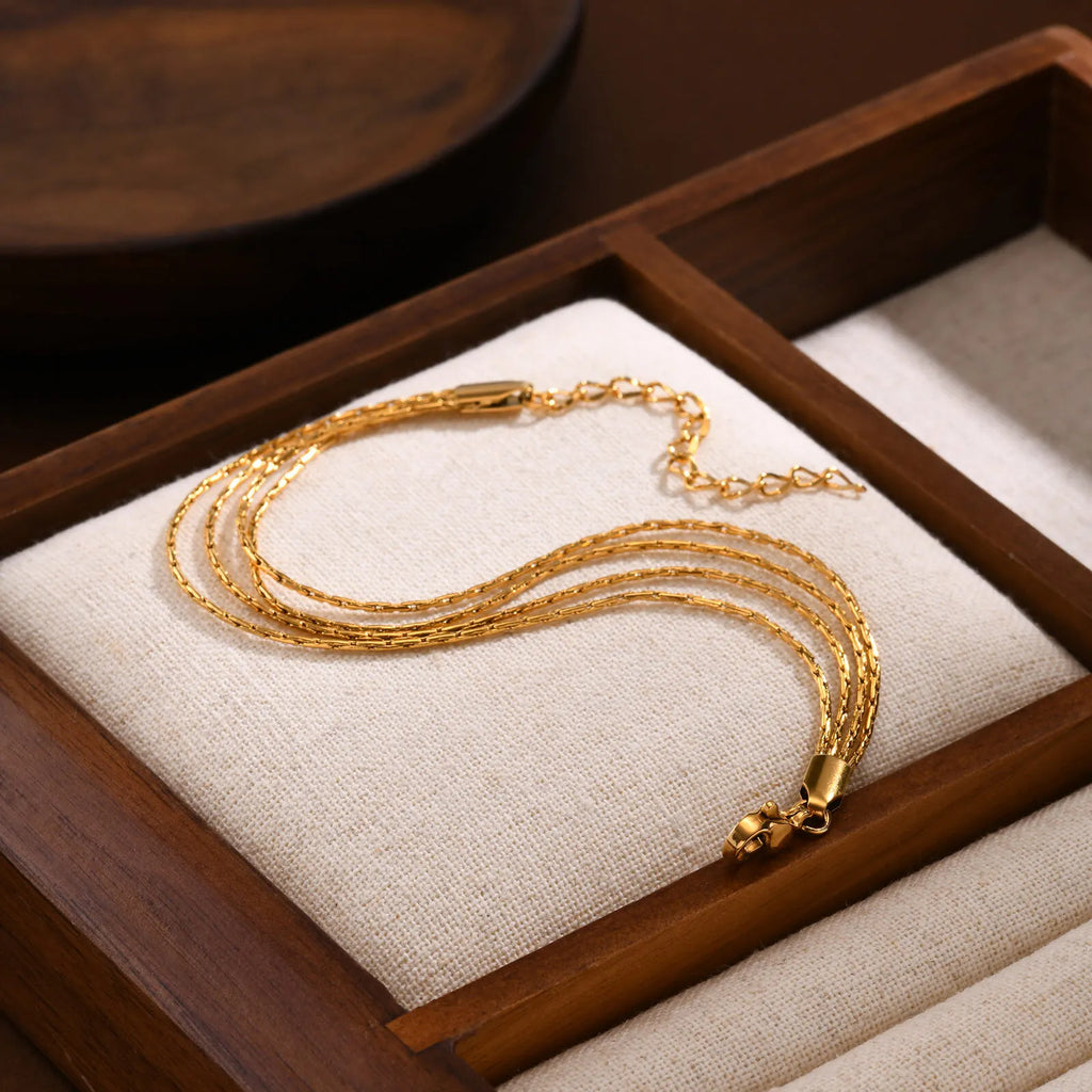 Stainless Steel Bracelet, New Style Thin Link Multilyer Chain Bracelet for Women, Lightweight Jewelry Daily Wear