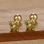 1 Pair Fashion Stainless Steel Zircon Butterfly Pendant Earrings Helix