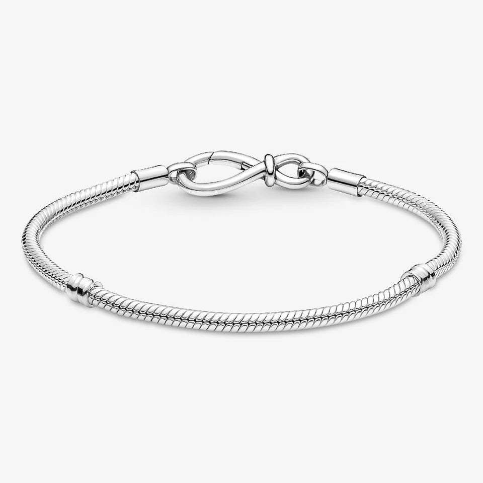 New 925 Silver Sparkling Heart to Heart Double Loop Leather Rope Weaving Bracelet Fashion DIY Charm Exquisite Jewelry Gift