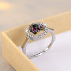 Luxury Crystal Rose Red Zircon Skull Rings For Women White Zircon Wedding Band Engagment Jewelry Halloween Gift