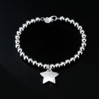 4mm Bead Chain Star Bracelet 925 Sterling Silver Women Designer Jewellery