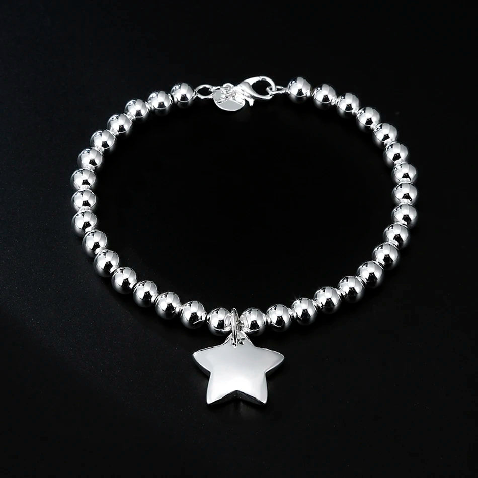 4mm Bead Chain Star Bracelet 925 Sterling Silver Women Designer Jewellery