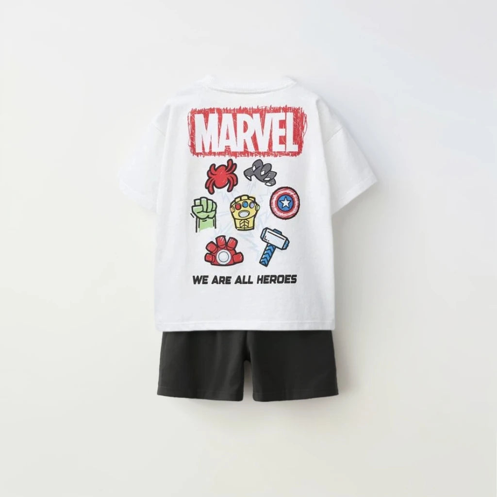 Spiderman Print Boys Short Sleeve Suit Summer Kids T-Shirt & Shorts 2pc Set