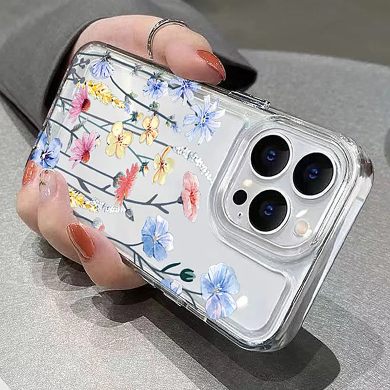 Flower Pattern Clear Case for Redmi 14C 13 12C Note 14 13 12 11 Pro Plus