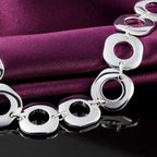 Square Chain Bracelet 925 Sterling Silver Classic Women Wedding Party Gift