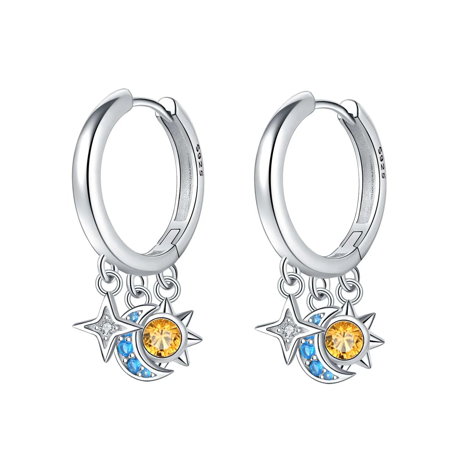 925 Sterling Silver Asymmetric Starry Drop Earrings Anniversary Jewellery Gift