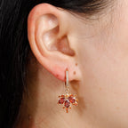 2pcs Vintage Crystal Zircon Maple Leaf Earrings Women Hoop Piercing