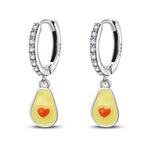 925 Sterling Silver Red Cherry Fruit Key Lock Drop Earrings Trendy Jewellery