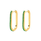 2PCS Stainless Steel Square Huggie Hoop Earrings Cubic Zirconia