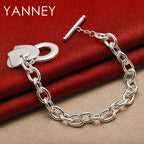 925 Sterling Silver 8-inch Double Layer Heart Bracelet Women Jewellery Gift