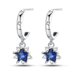 925 Sterling Silver Blue Zircon Starry Sky Hoop Earrings Trendy Jewellery