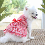 Outdoor Dog Cat Dress with Bow, Cute & Breathable Sundress for Walking, Lightweight Travel Outfit with Bow Tie, Easy Wear for Sm