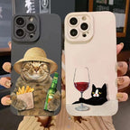 Cute Beer Cat Soft Case for Xiaomi Mi 15 14T 13T Pro Poco F6 F5 X5