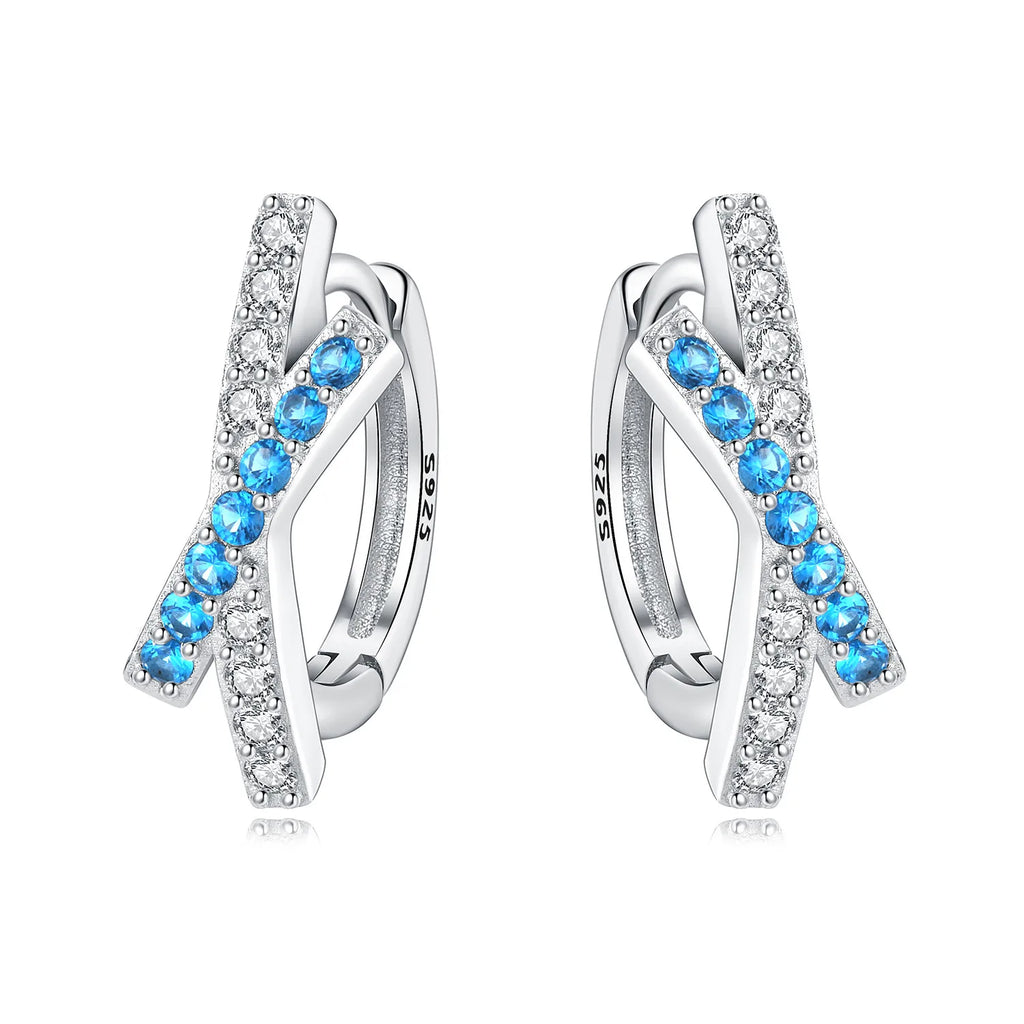 925 Sterling Silver Crystal Circular Eardrops Fashion Versatile Drop Earrings