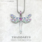 Colourful Dragonfly Pendant Necklace 925 Sterling Silver Fine Jewellery