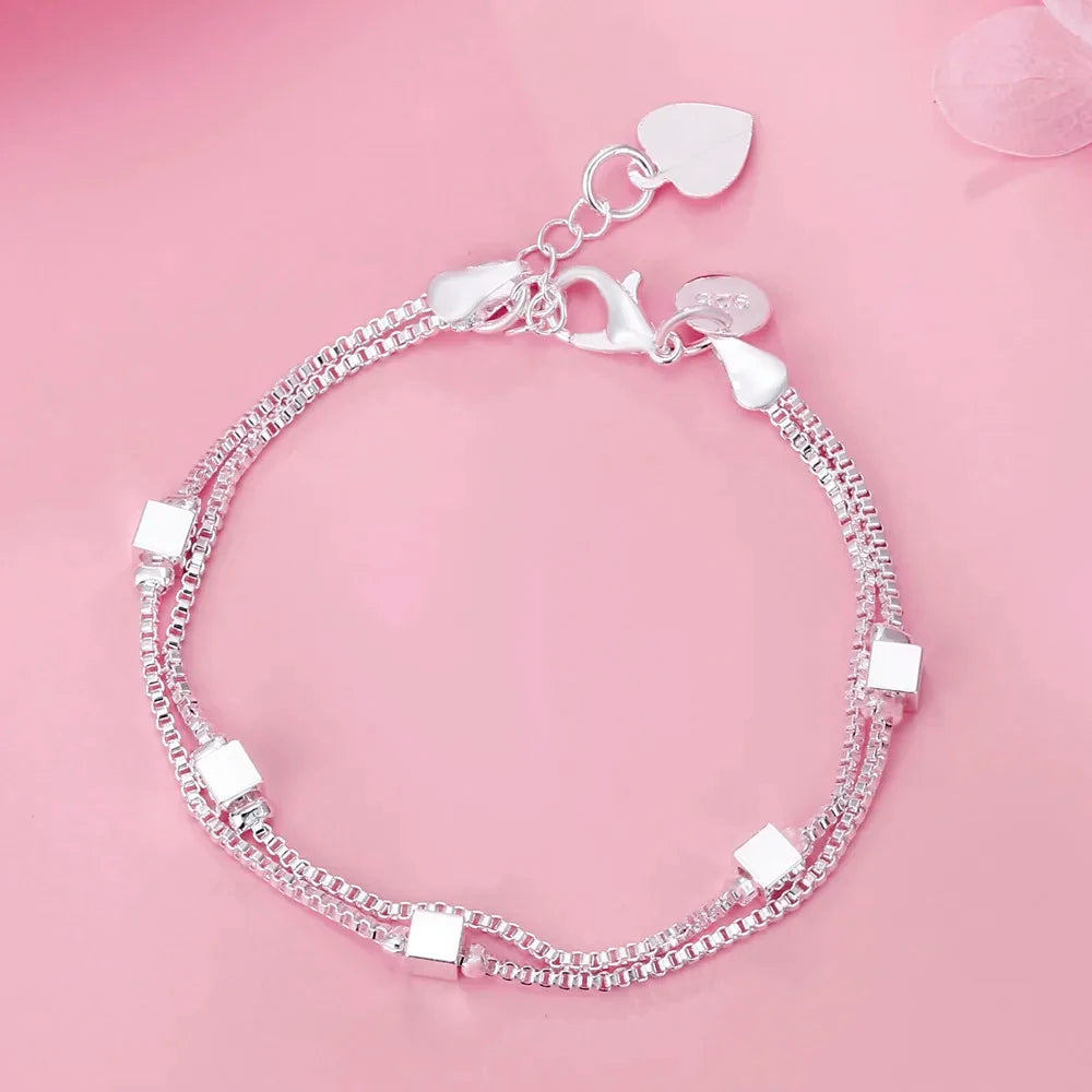 20cm Original Luxury Charm Chain Bracelet 925 Sterling Silver Wedding Jewelry