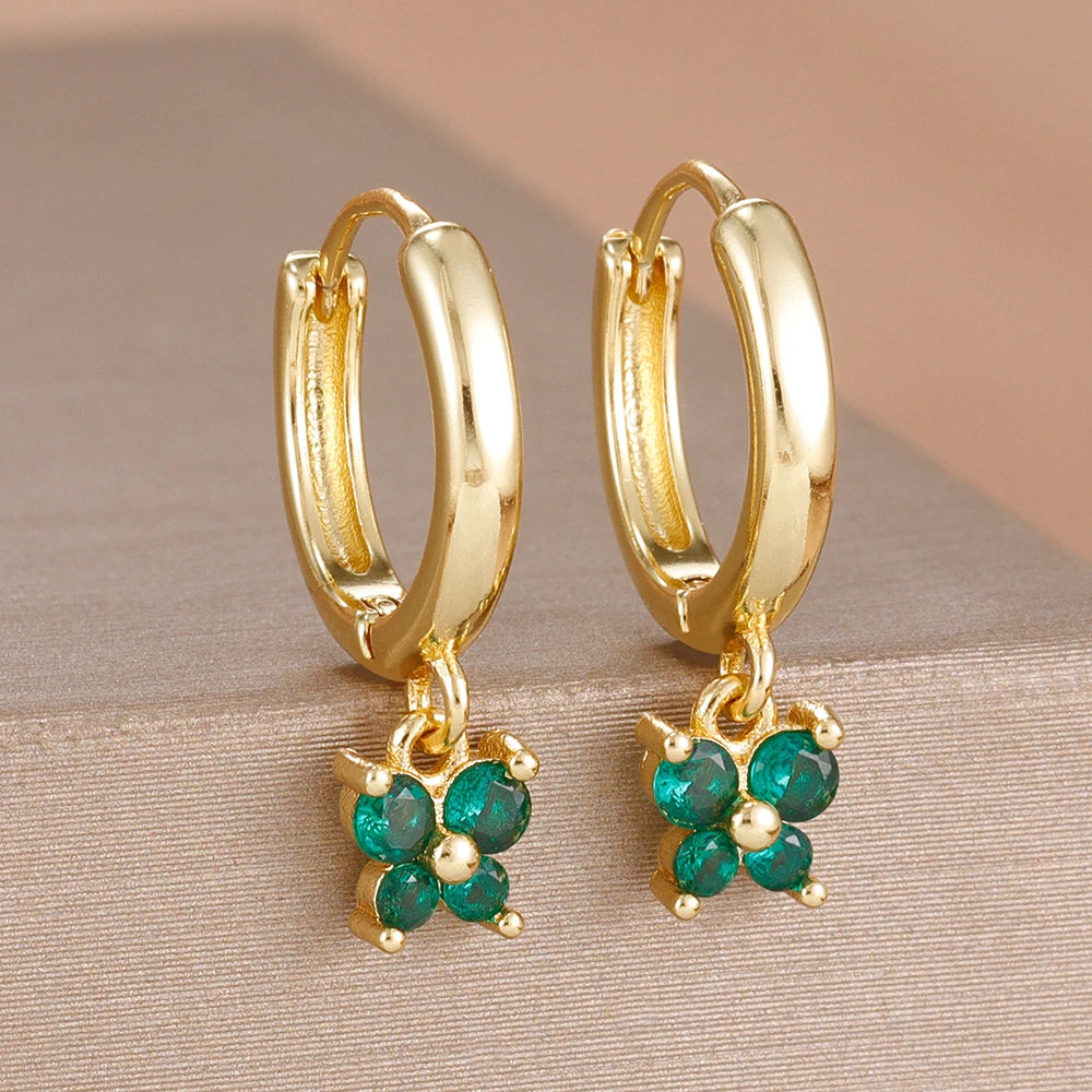 1 Pair Fashion Stainless Steel Zircon Butterfly Pendant Earrings Helix