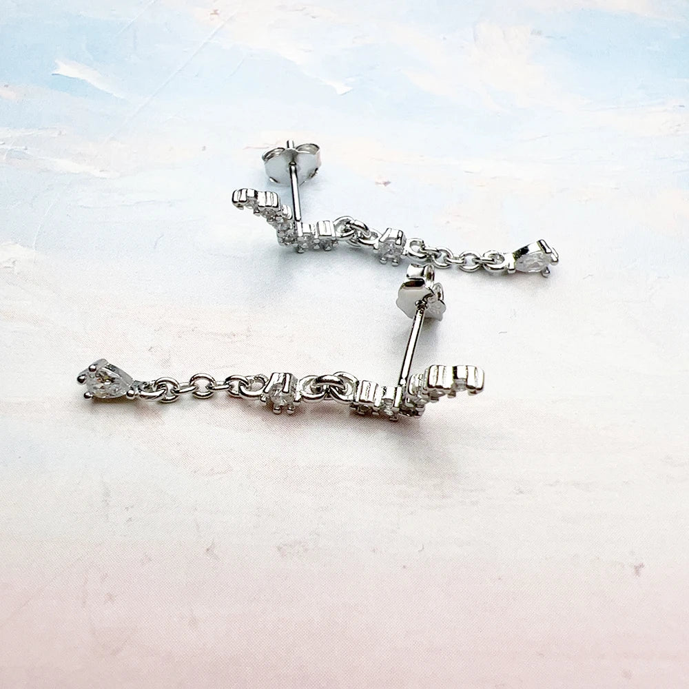 Water Drop Necklace & Earrings Set Ice Crystals 925 Sterling Silver Gift