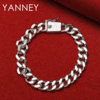 925 Sterling Silver 8-inch 10mm Cuban Chain Bracelet Men Women Hip Hop Gift