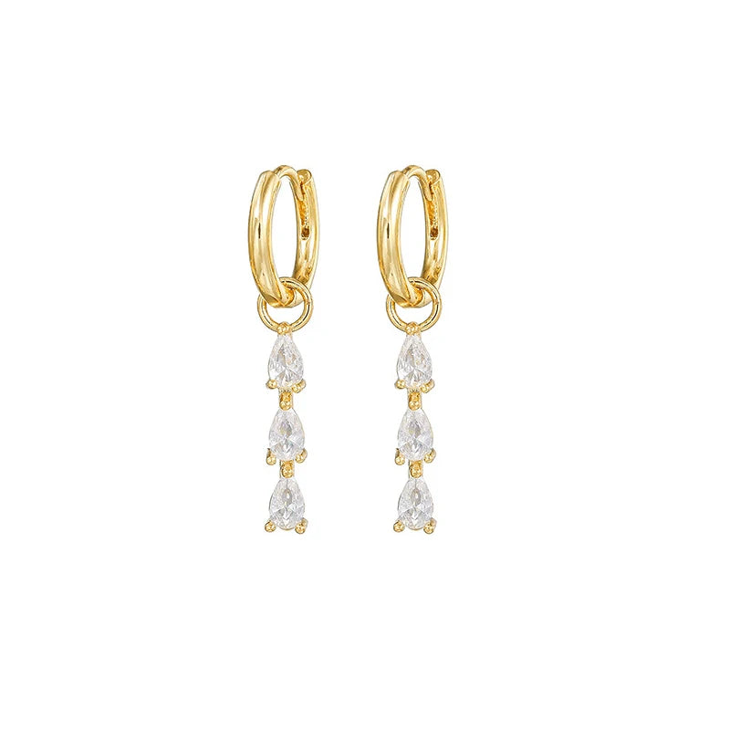 Exquisite Stainless Steel Yellow Zircon Water Drop Hoop Earring