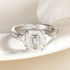 4ct Lab Grown Ruby Colombian Emerald Ring 925 Sterling Silver Moissanite Band