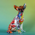 Resin Graffiti Chihuahua Dog Sculpture Animal Statue Pop Art Home Living Room Shelf