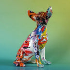 Resin Graffiti Chihuahua Dog Sculpture Animal Statue Pop Art Home Living Room Shelf