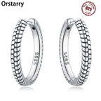 925 Sterling Silver Minimalist Designed Hoop Earrings Fine Birthday Gift