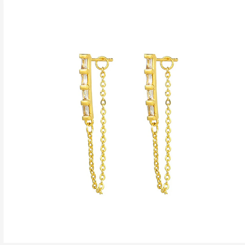 New Stainless Steel Zircon Star Cross Hoop Earring Gold y2k Crown