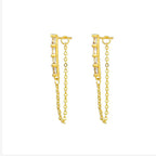 New Stainless Steel Zircon Star Cross Hoop Earring Gold y2k Crown