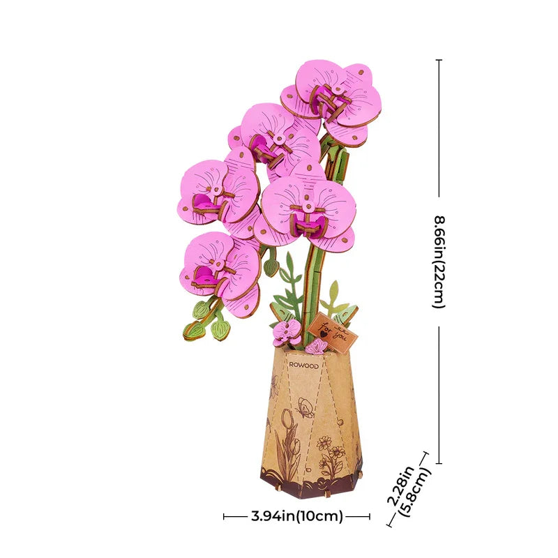 Robotime DIY Wooden Orchid Tulip Chamomile Flower Valentine's Day Gift Ship from UK
