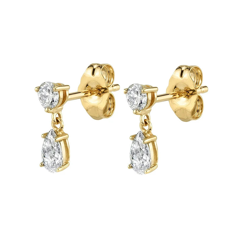 2022 Stainless Steel Zircon Square Chain Hoop Earrings Small Pendant