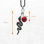 Snake and Red Apple Necklace 925 Sterling Silver Romantic Fine Jewellery