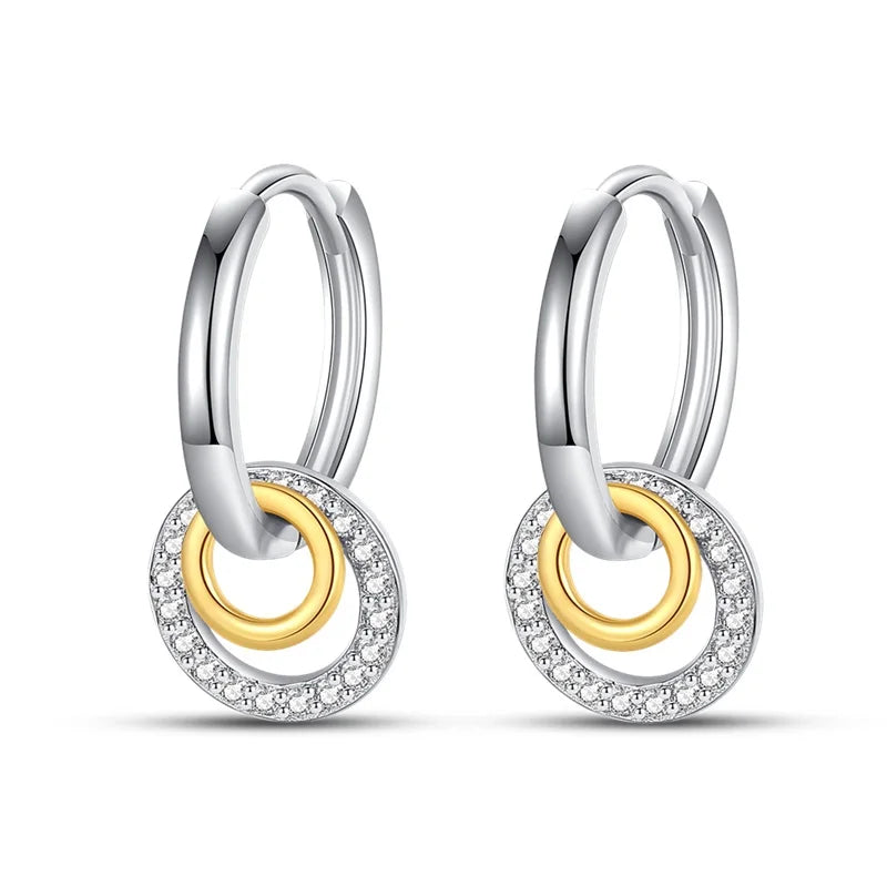 925 Sterling Silver Personality Asymmetric Drop Earrings Versatile Jewellery