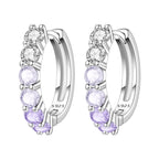 925 Sterling Silver Animal Plant Green Zircon Circle Hoop Earrings Jewellery