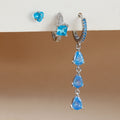 3PCS Stainless Steel Zircon Water Drop Hoop Earrings 18K Gold Heart