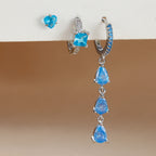 3PCS Stainless Steel Zircon Water Drop Hoop Earrings 18K Gold Heart