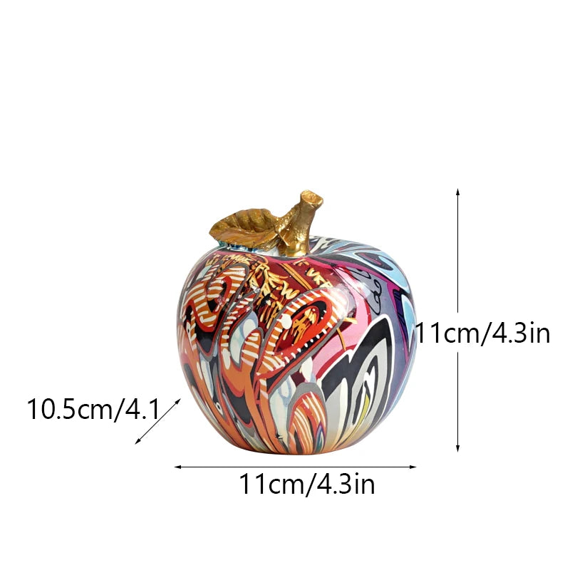 Painting Apple Sculptures Resin Fruit Ornament Statue Modern Pop Art Table Decor